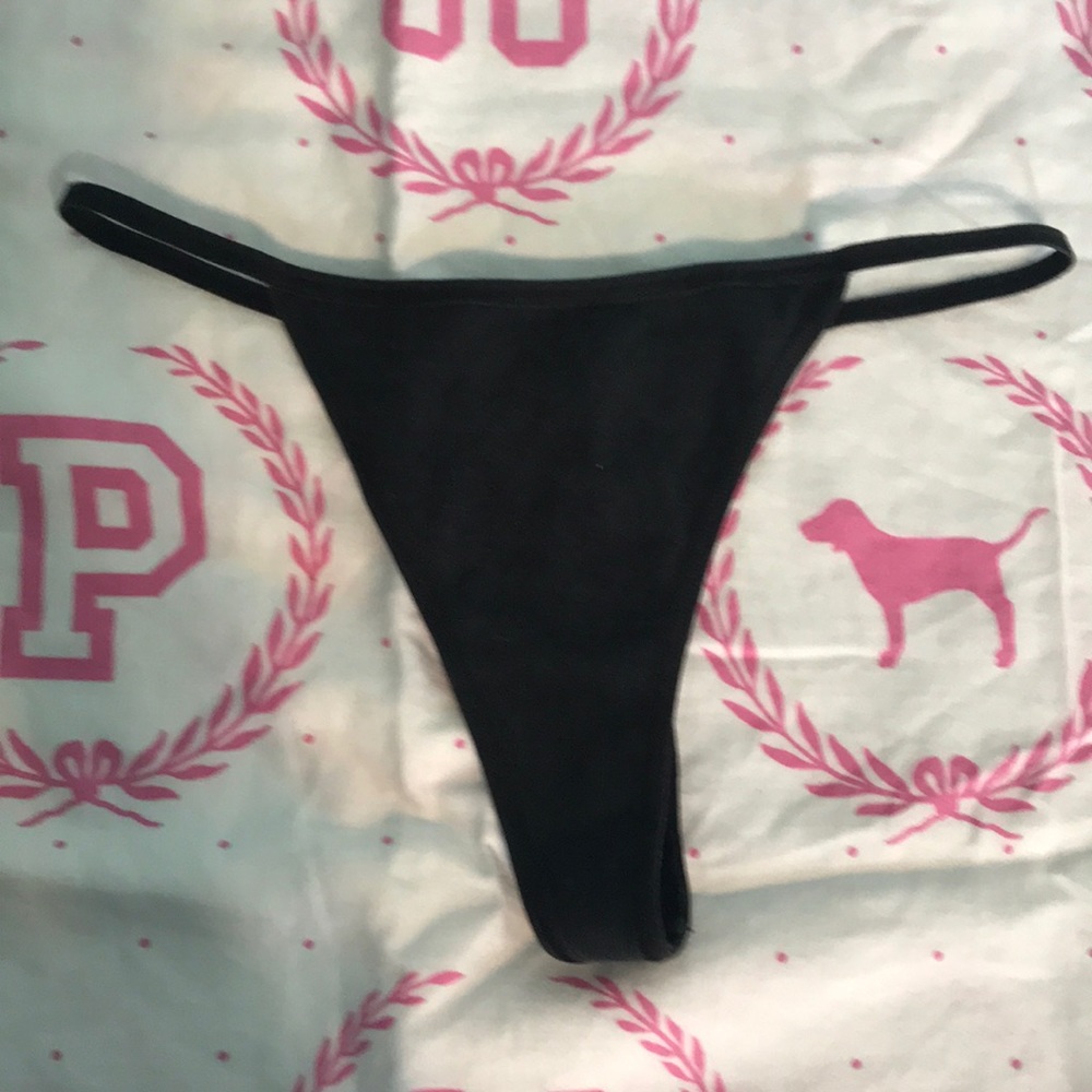 Vintage pink black thong